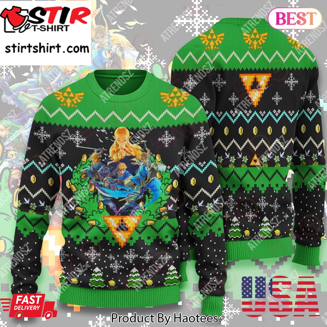 Legend Of Zelda Sweater Breath Of The Wind Link Zelda Wreath Ugly Sweater Legend Of Zelda Ugly Sweater 2022