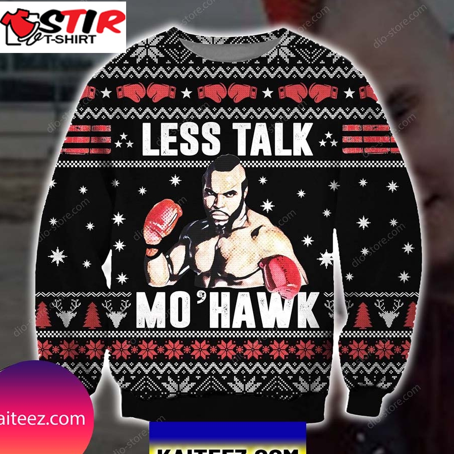 Less Talk More Mohawk Knitting Pattern 3D Print Christmas Ugly Sweater
