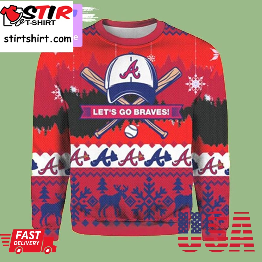 Let Is Go Atlanta Braves 3D Ugly Christmas Sweatshirt Xmas