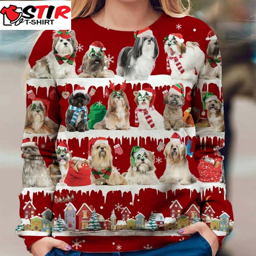 Lhasa Apso   Snow Christmas   Premium Dog Christmas Ugly Sweatshirt, Dog Ugly Sweater   202