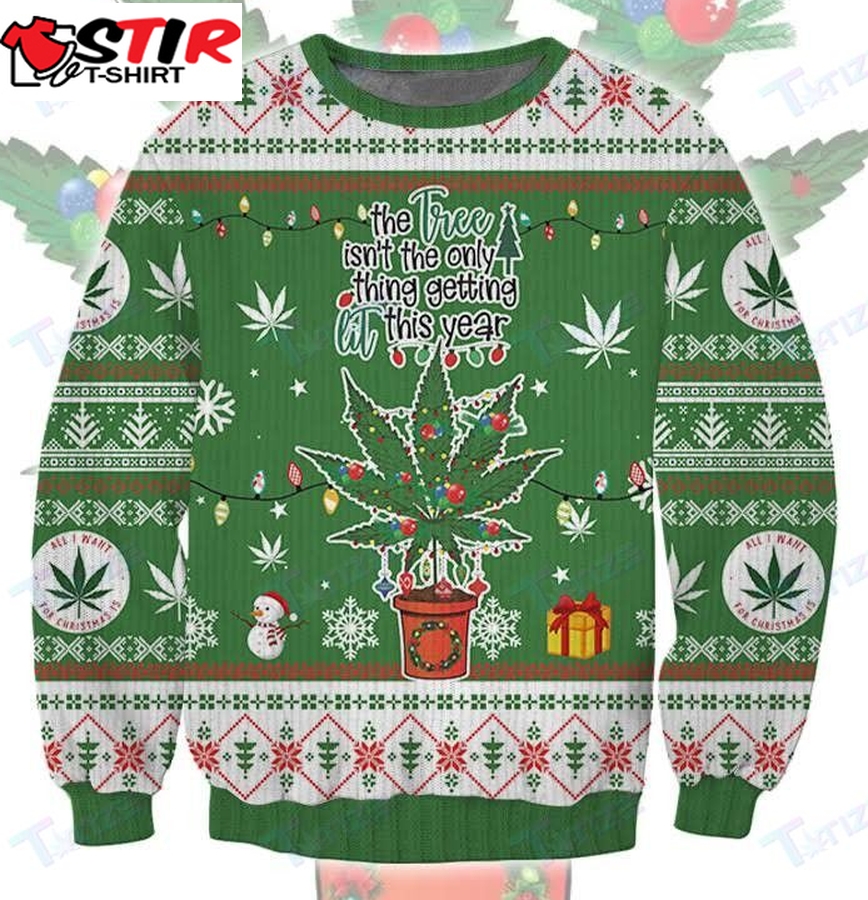 Lit This Year Weed Ugly Christmas Sweater Ugly Sweater   45