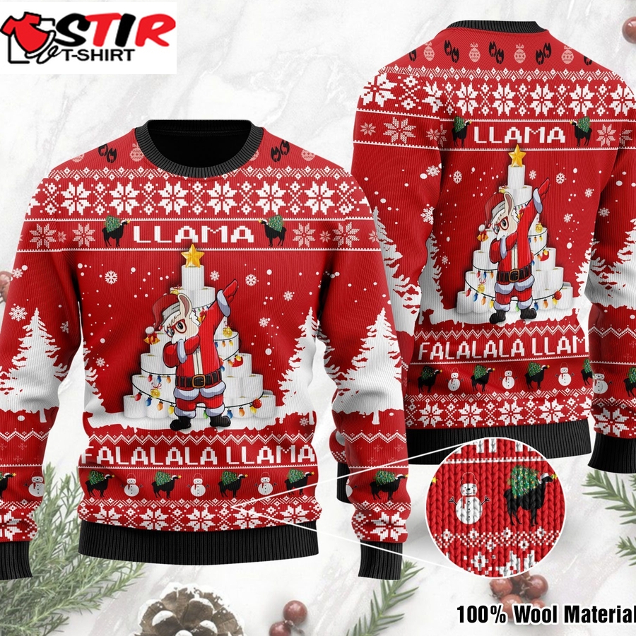 Llama Falalala Llama With Toilet Paper Ugly Sweater For Llama Lover On National Ugly Sweater Day And Christmas Time   86