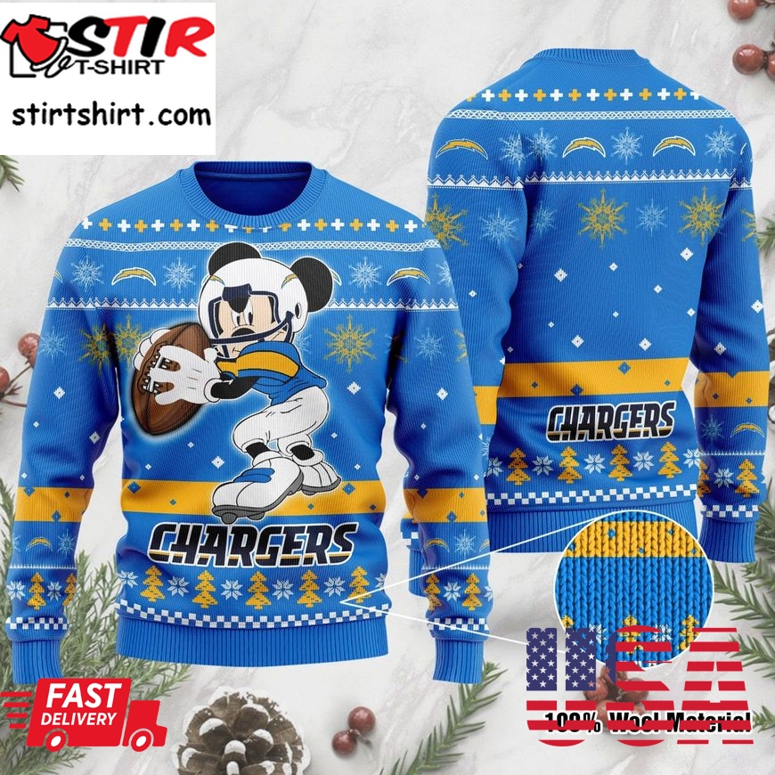 Los Angeles Chargers Mickey Mouse Funny Ugly Christmas Sweater Ugly