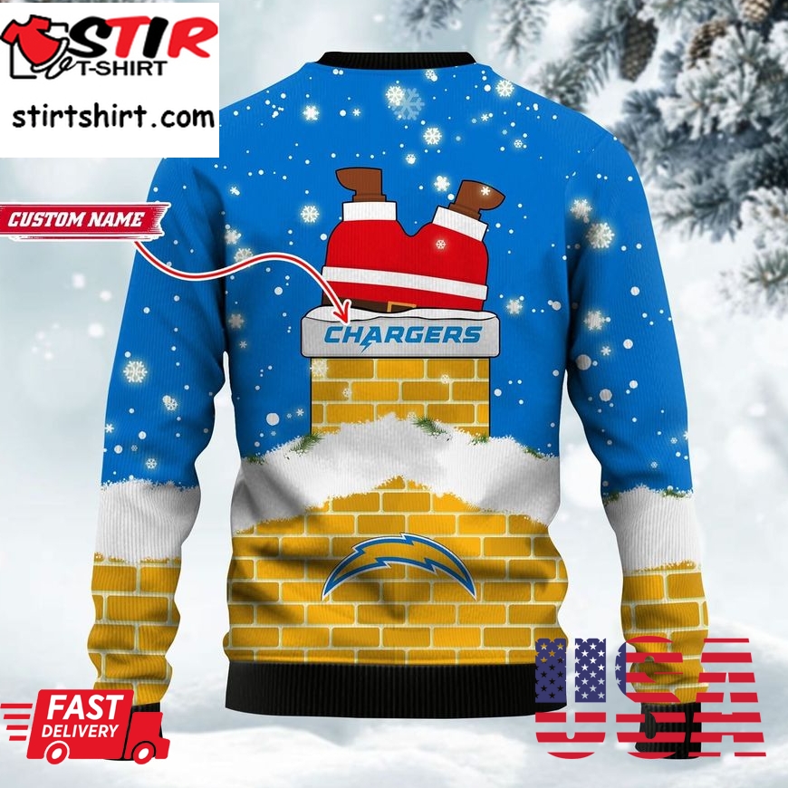 Los Angeles Chargers Nfl Football Santa Claus 3D Ugly Christmas Sweater