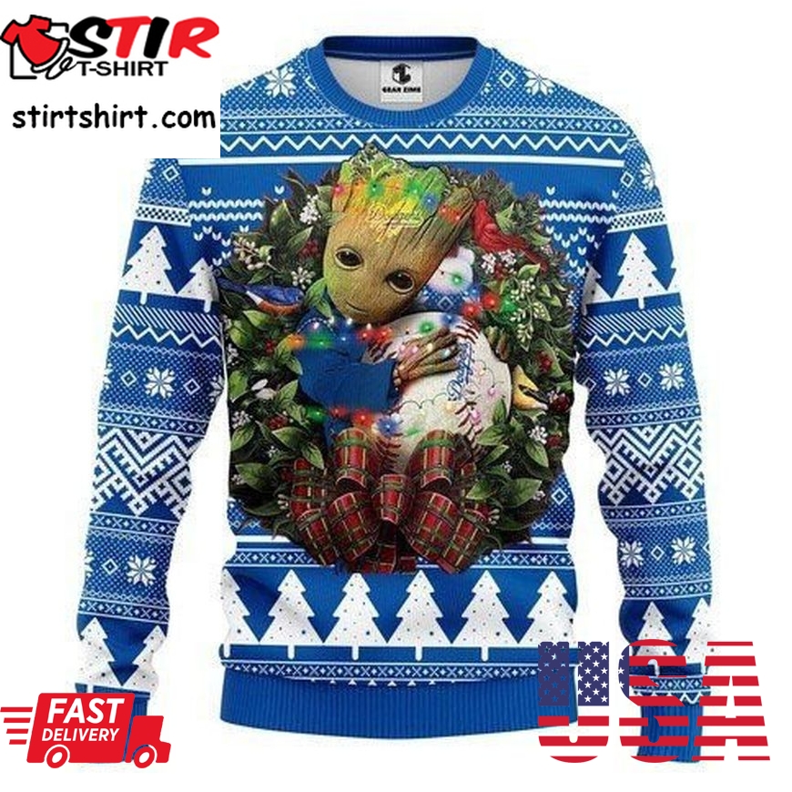 Los Angeles Dodgers Groot Hug For Unisex Ugly Christmas Sweater