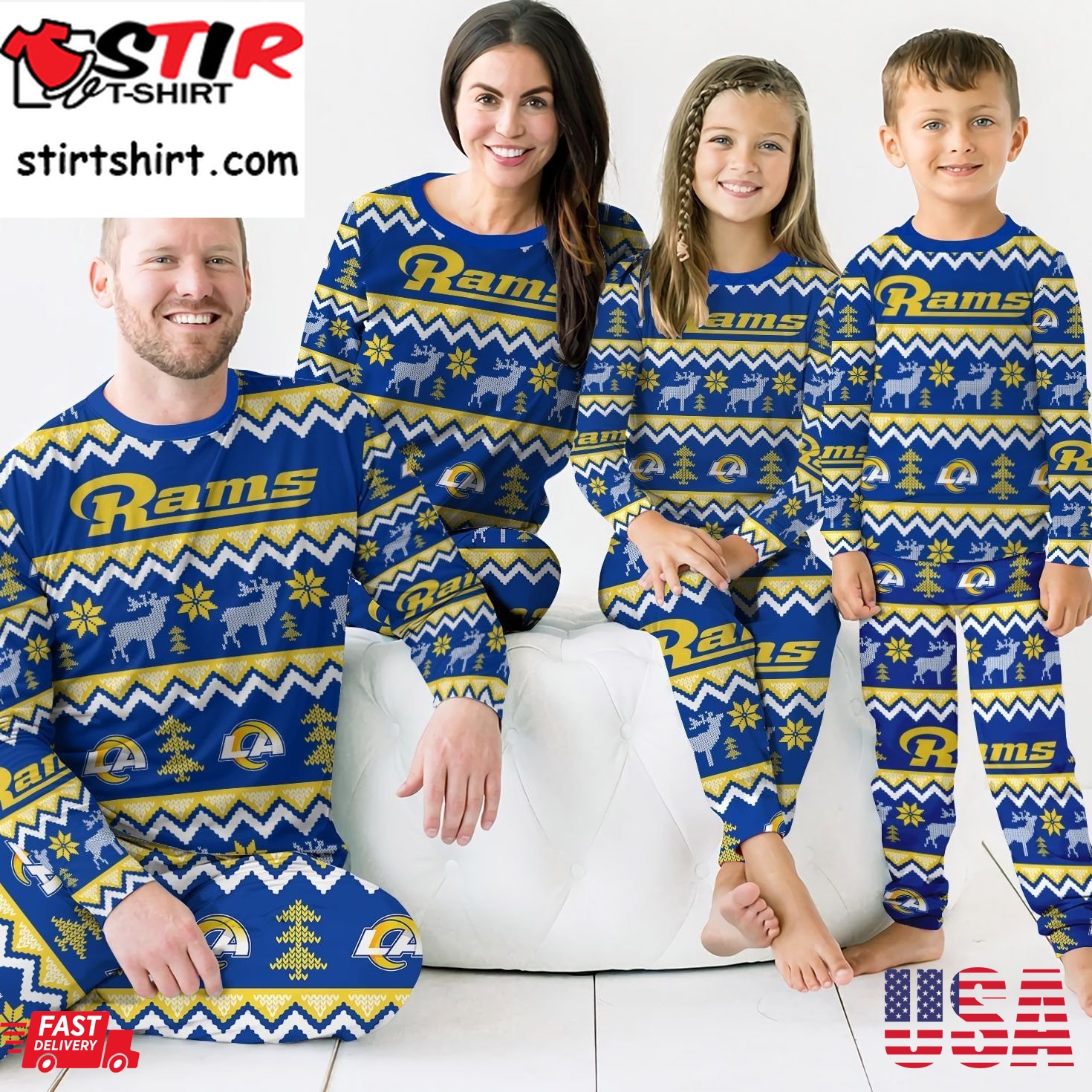 Los Angeles Rams Best Holiday Matching Family Christmas Pajamas Ugly