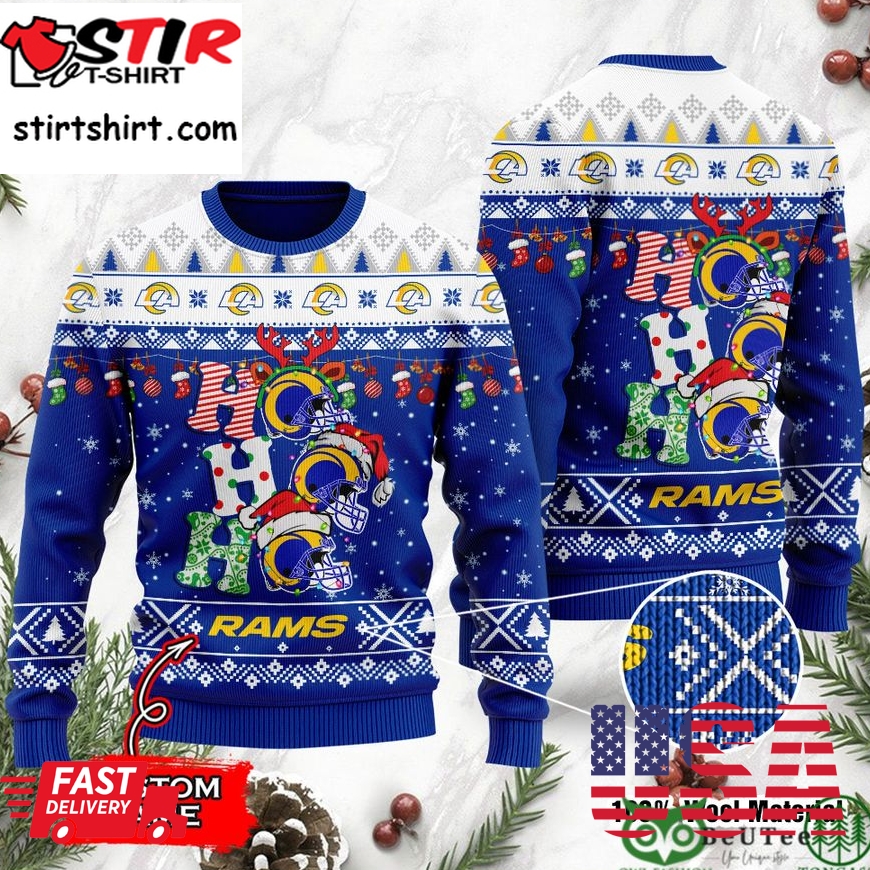 Los Angeles Rams Nfl Christmas Hohoho Ugly Sweater Custom Name
