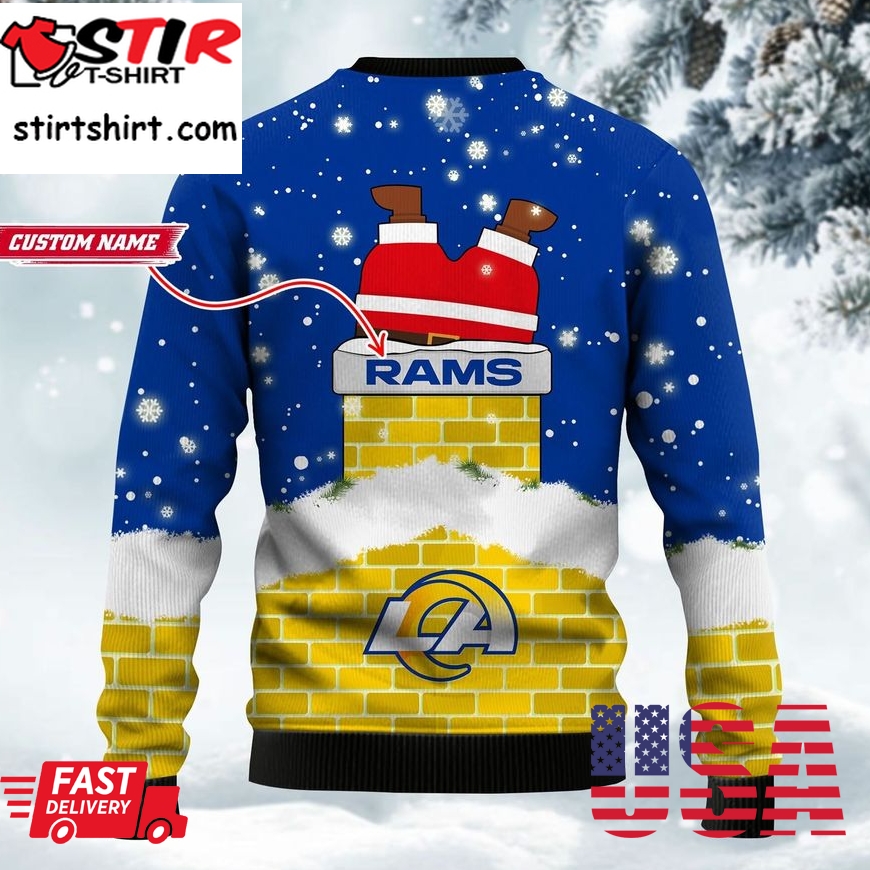 Los Angeles Rams Nfl Football Santa Claus 3D Christmas Ugly Sweater