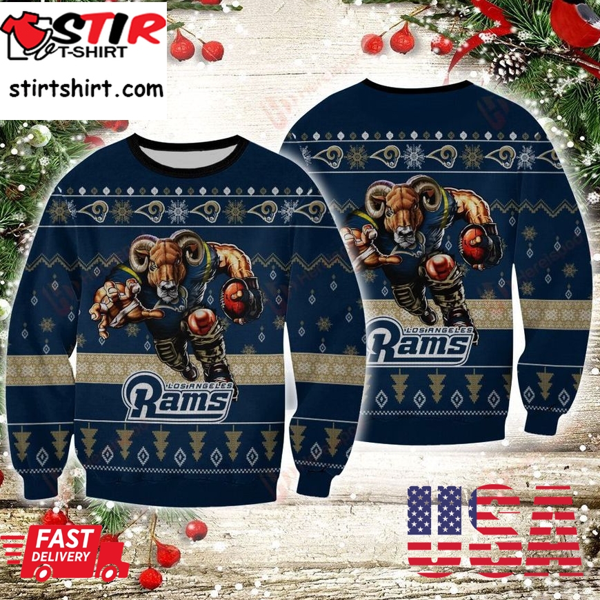 Los Angeles Rams Player Rushing Ugly Sweater