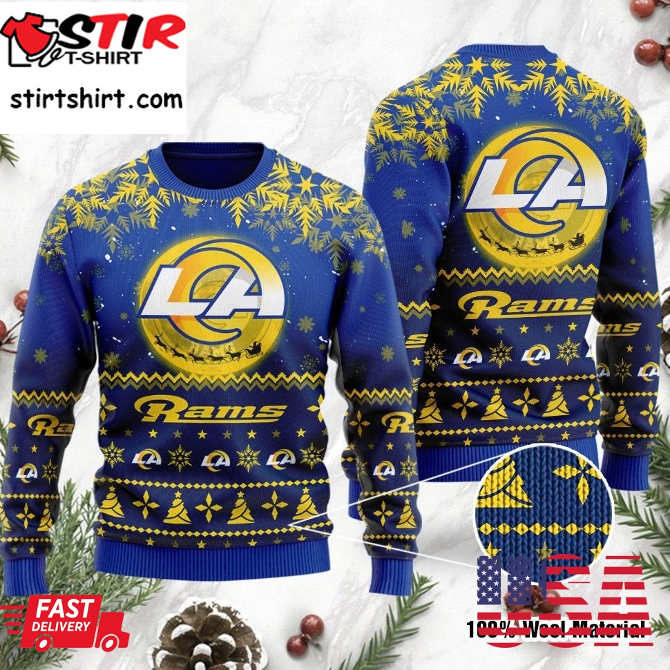 Los Angeles Rams Santa Claus In The Moon Ugly Christmas