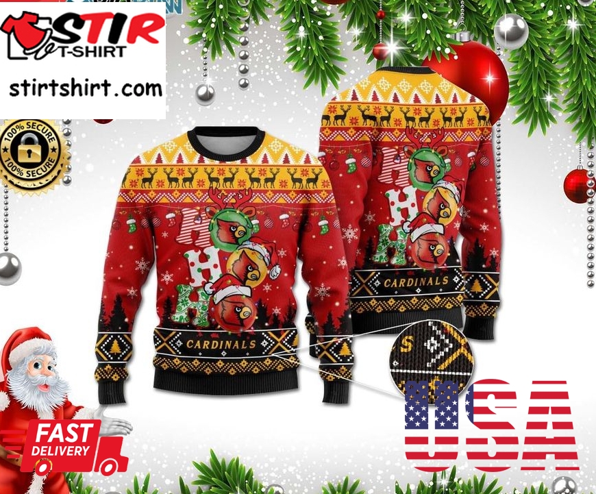 Louisville Cardinals Ho Ho Ho 3D Print Christmas Wool Sweater