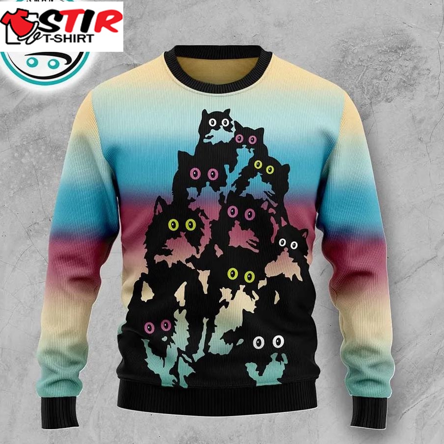 Lovely Black Cat Ugly Christmas Sweater Unisex, Xmas Gifts For Men Women