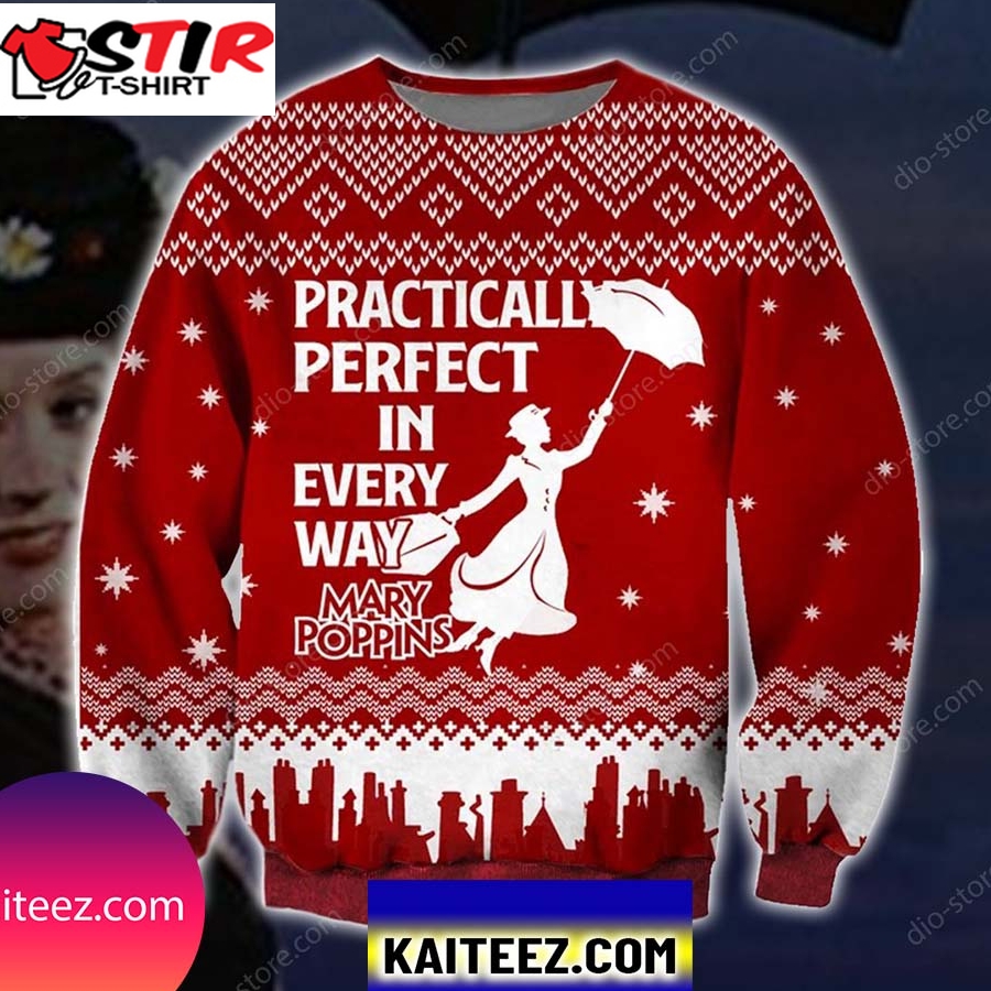 Mary Poppins Knitting Pattern 3D Print Christmas Ugly Sweater