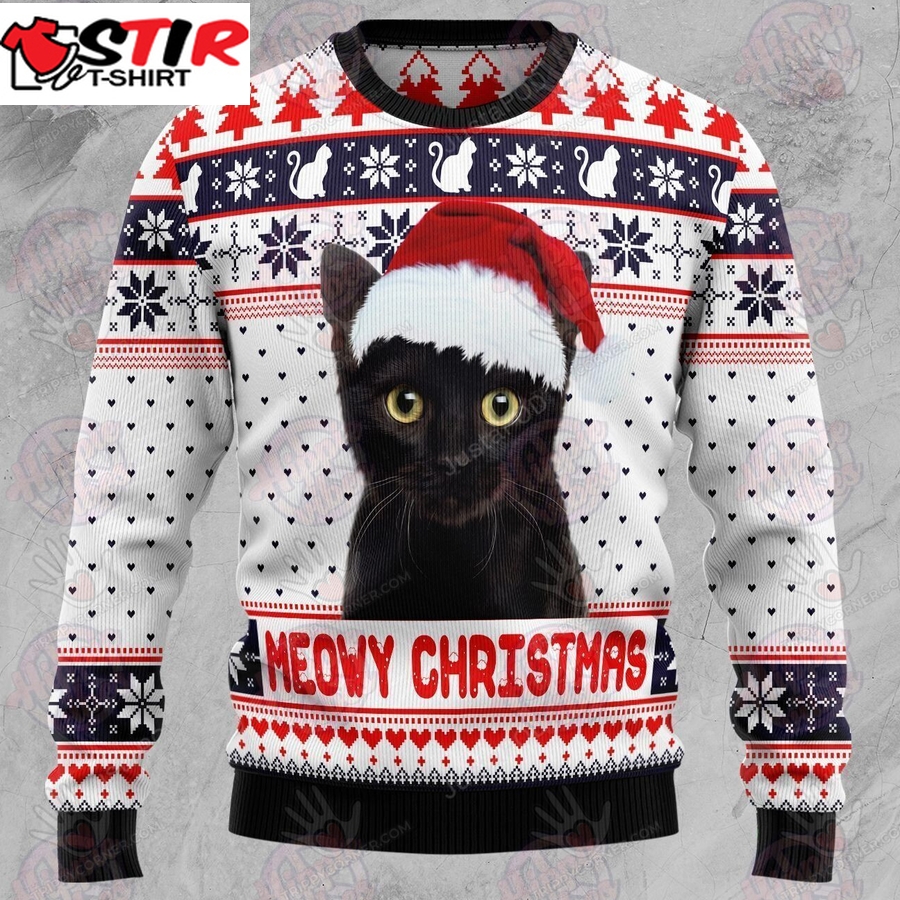 Meowy Ugly Christmas Sweater, All Over Print Sweatshirt, Ugly Sweater, Ugly Sweater Christmas Gift   294