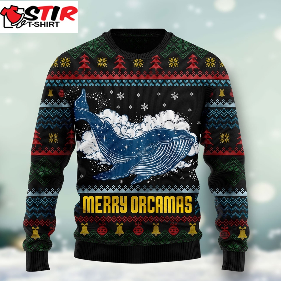 Merry Christmas Orcas Killer Whale Ht081204 Ugly Christmas Sweater Unisex Womens & Mens, Couples Matching, Friends, Funny Family Ugly Christmas Holiday Sweater Gifts (Plus Size Available)   415