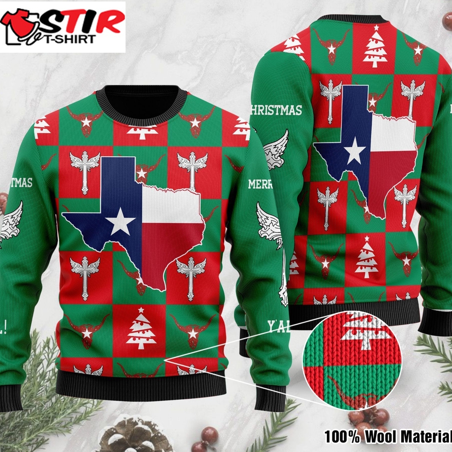 Merry Christmas Y'all! Texas Jesus Ugly Sweater For Texans And Jesus Lovers On National Ugly Sweater Day And Christmas Time