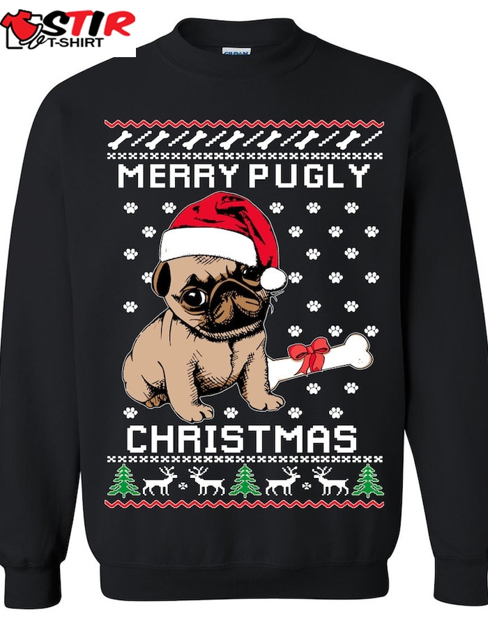 Merry Pugly Ugly Sweatshirt, Christmas Ugly Sweater