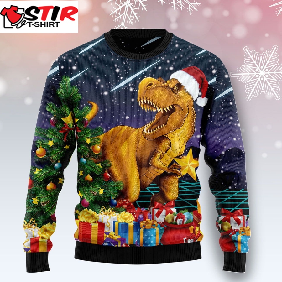 Merry T Rex Dinosaur Christmas Ugly Sweater