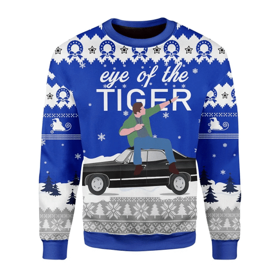 Merry Xmas Eye Of The Tiger Gift For Christmas Party Ugly Christmas Sweater