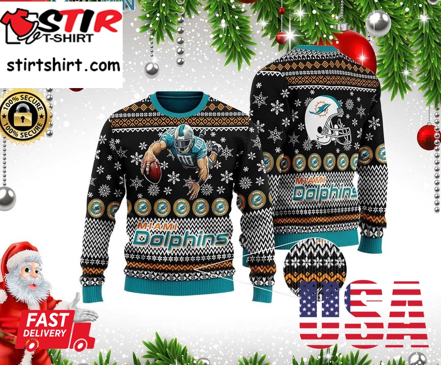 Miami Dolphins 3D Printed Ugly Christmas Wool Sweater