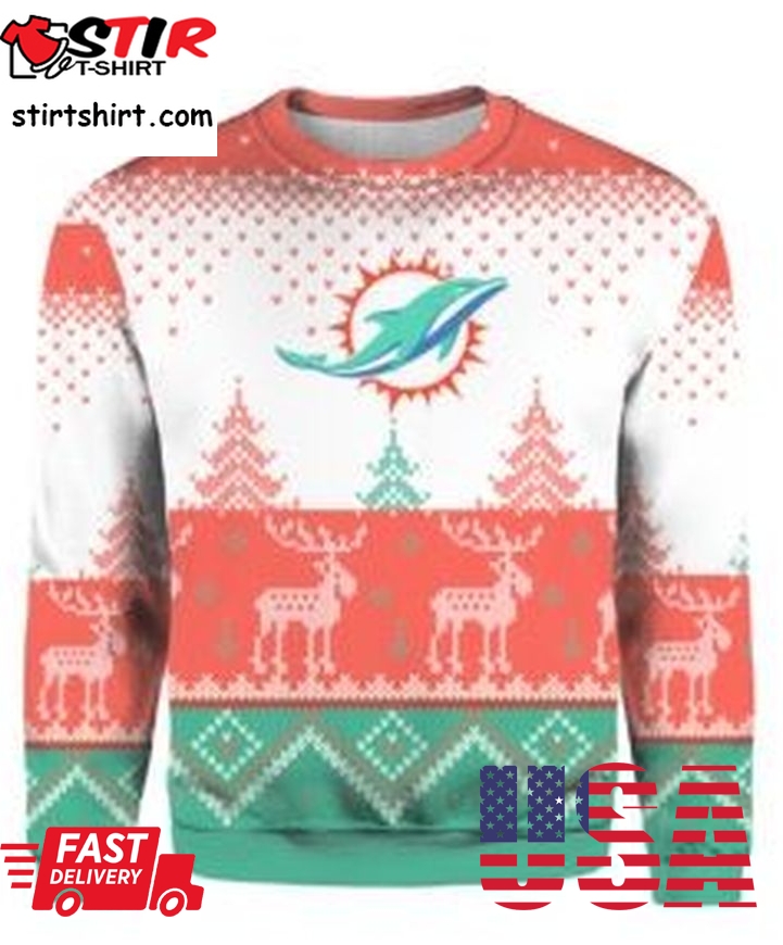 Miami Dolphins Big Logo For Unisex Ugly Christmas Sweater, All Over Print Sweatshirt