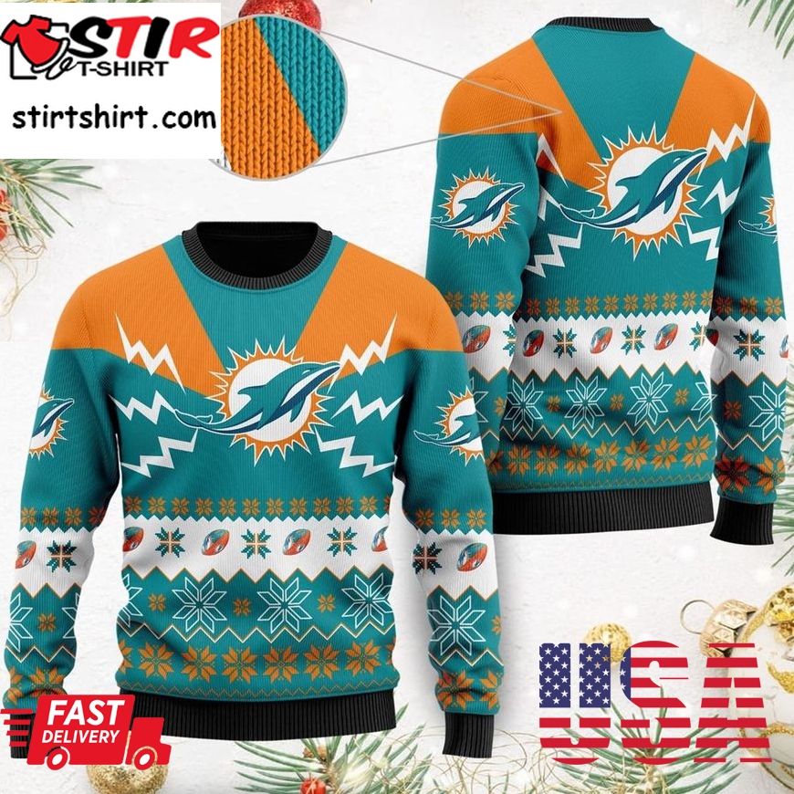 Miami Dolphins Nfl Football Team 3D Ugly Christmas Sweater