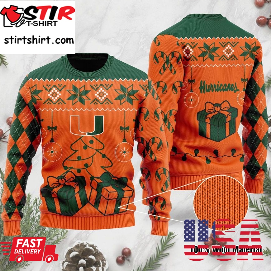 Miami Hurricanes Funny Ugly Christmas Sweater Ugly Sweater Christmas Sweaters