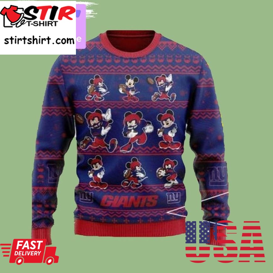 Mickey Mouse 3D Ugly Christmas Sweatshirt Xmas New York Giants