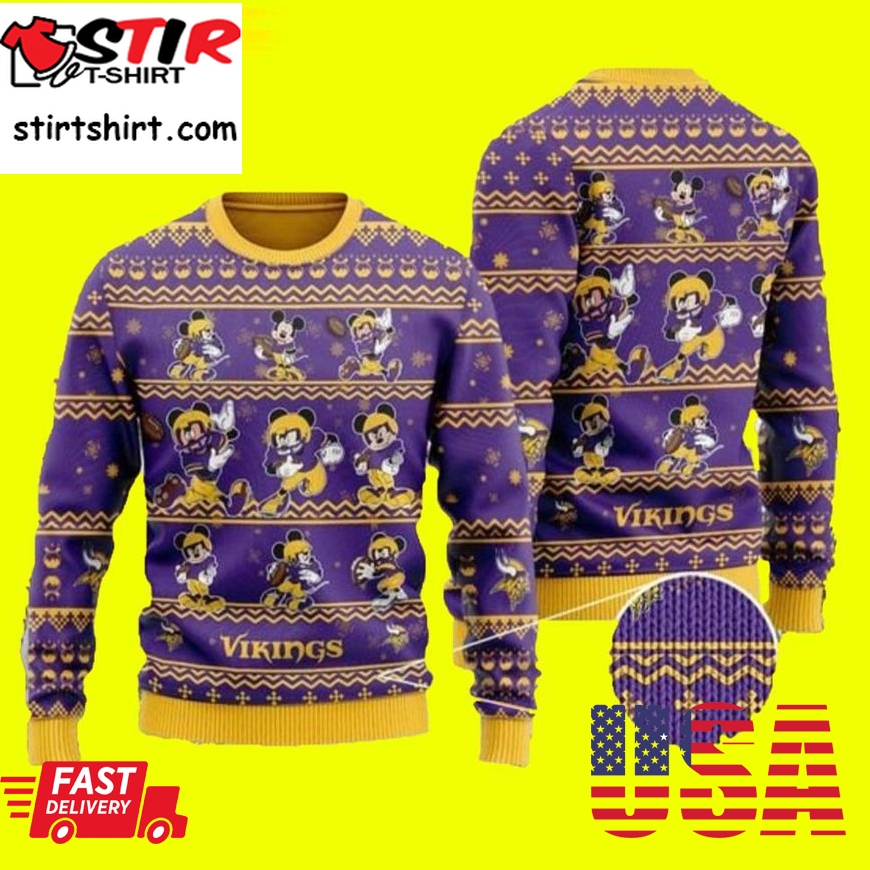 Mickey Mouse Minnesota Vikings Ugly Christmas Sweater