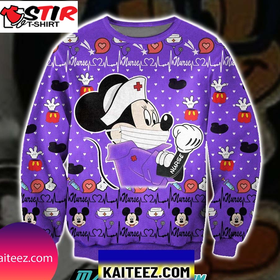 Mickey Nurse 3D All Over Print Christmas Ugly Sweater