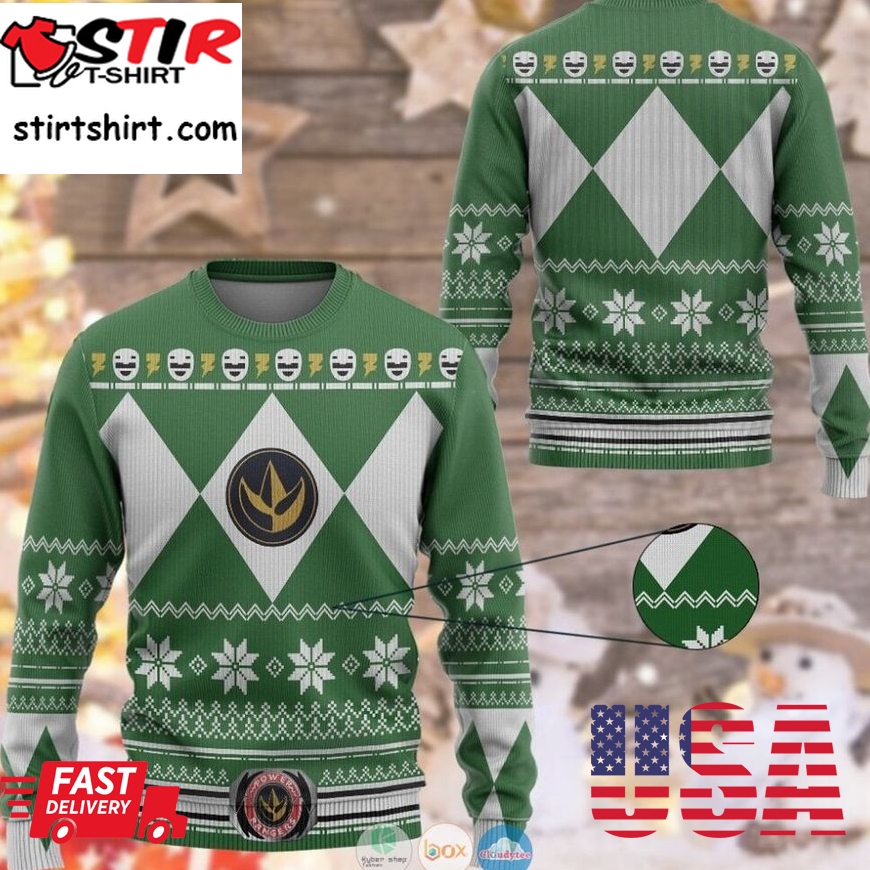 Mighty Morphin Green Power Rangers Ugly Christmas Sweater