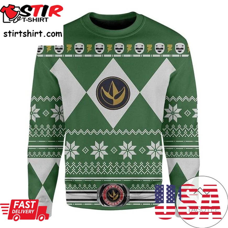 Mighty Morphin Green Power Rangers Ugly Sweater