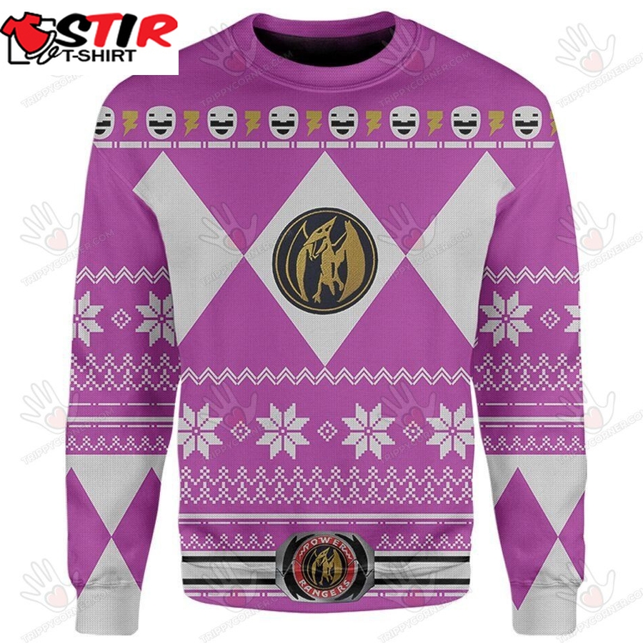 Mighty Morphin Pink Power Rangers Ugly Christmas Sweater, All Over Ugly Sweater Christmas Gift   413