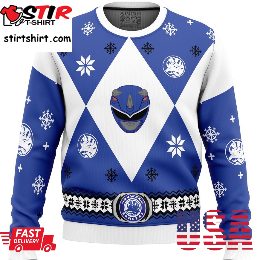 Mighty Morphin Power Rangers Blue Ugly Sweater