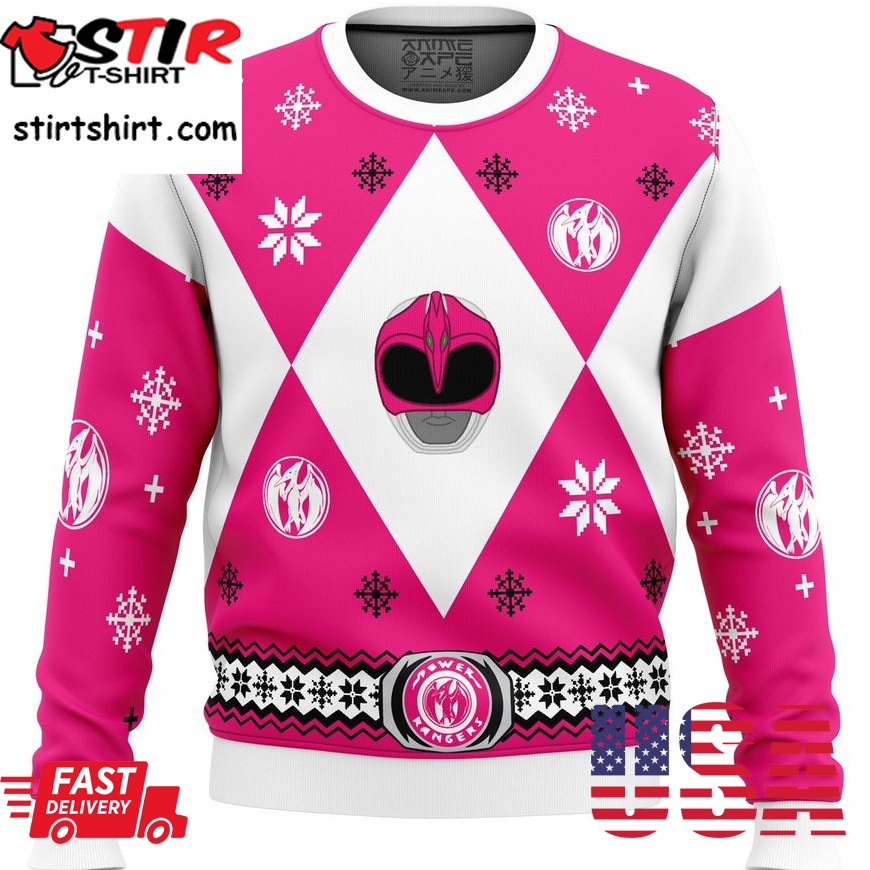 Mighty Morphin Power Rangers Pink Ugly Sweater