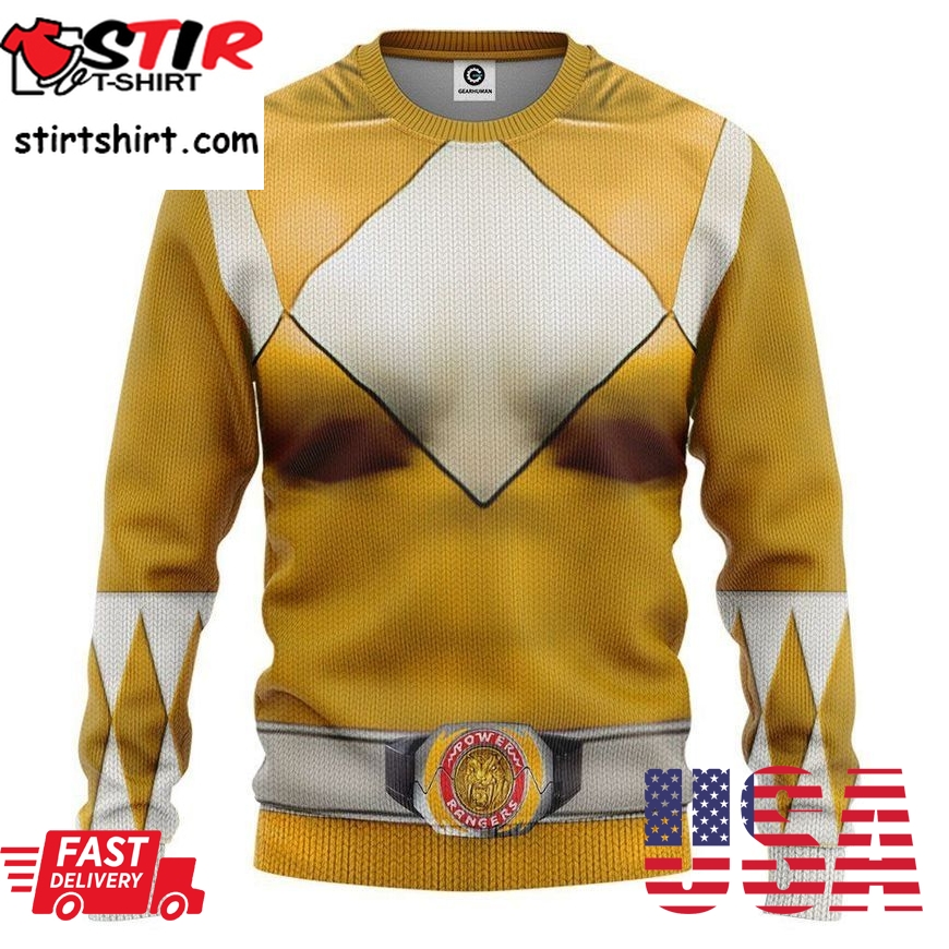 Mighty Morphin Yellow Power Rangers Ugly Sweater