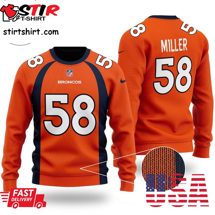 Miller No 58 Denver Broncos Ugly Sweater