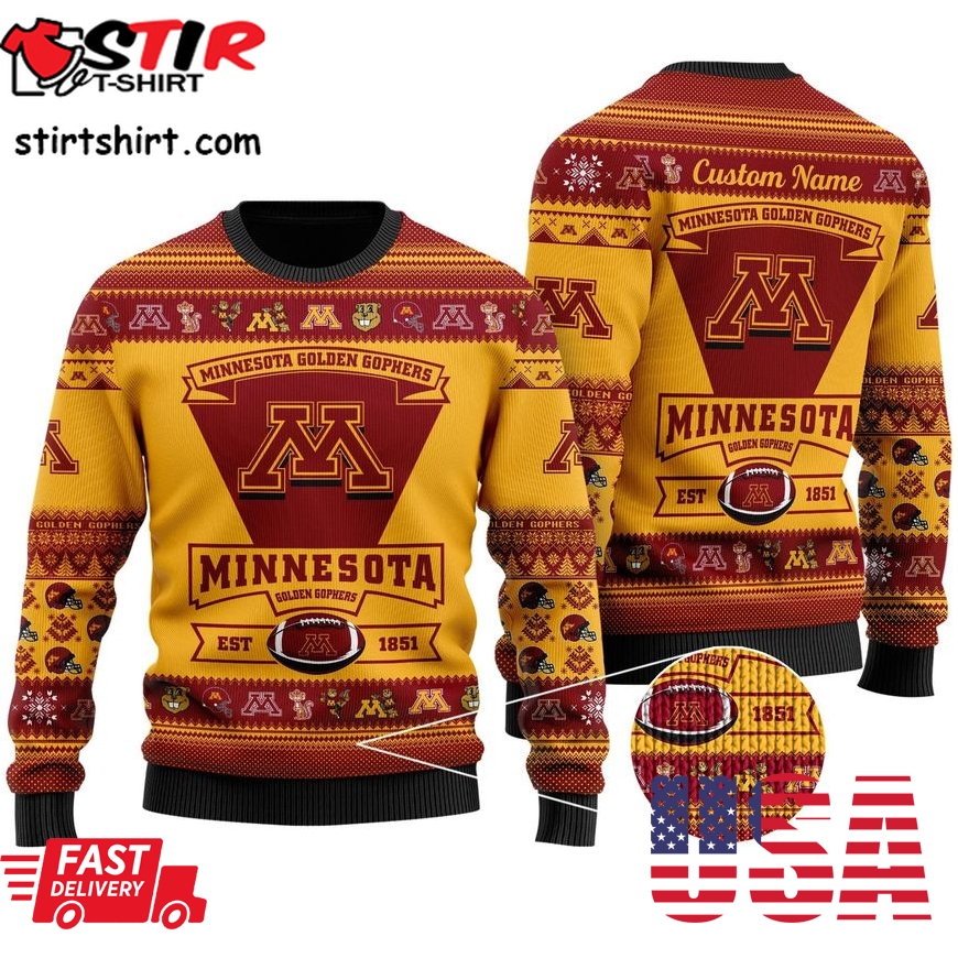 Minnesota Golden Gophers Football Team Logo Personalized Ugly Christmas Sweater