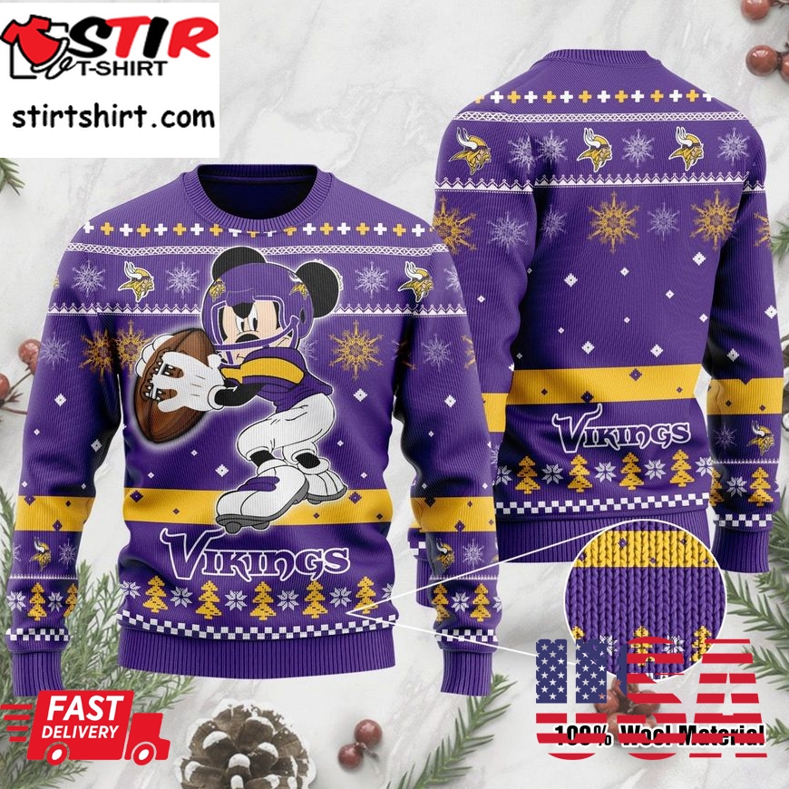 Minnesota Vikings Mickey Mouse Funny Ugly Christmas Sweater Ugly Sweater
