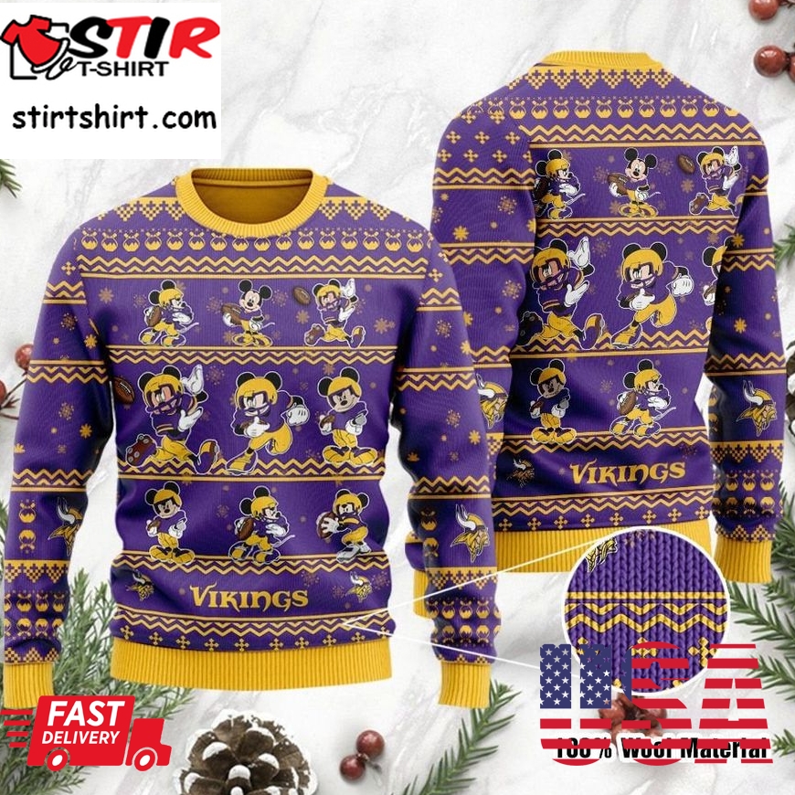 Minnesota Vikings Mickey Mouse Holiday Party Ugly Christmas Sweater Ugly