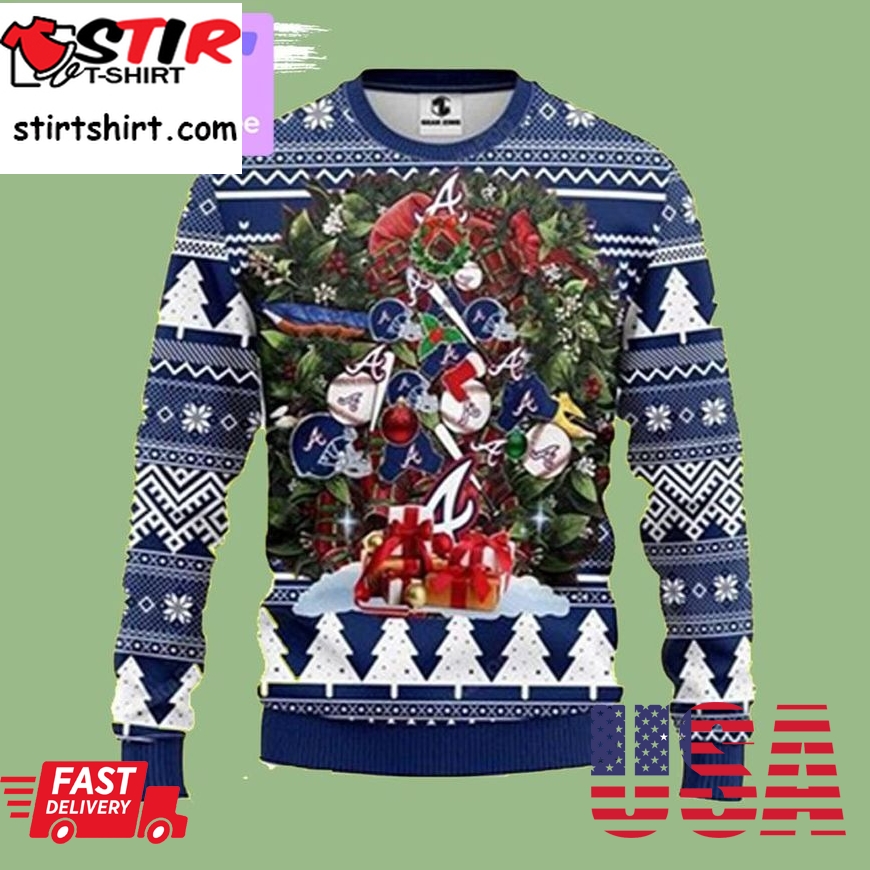 Mlb Atlanta Braves 3D Ugly Christmas Sweatshirt Xmas