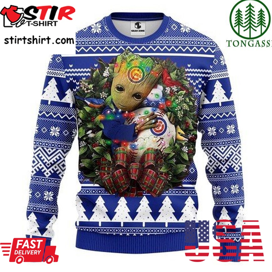 Mlb Chicago Cubs Groot Hug Christmas Ugly Sweater