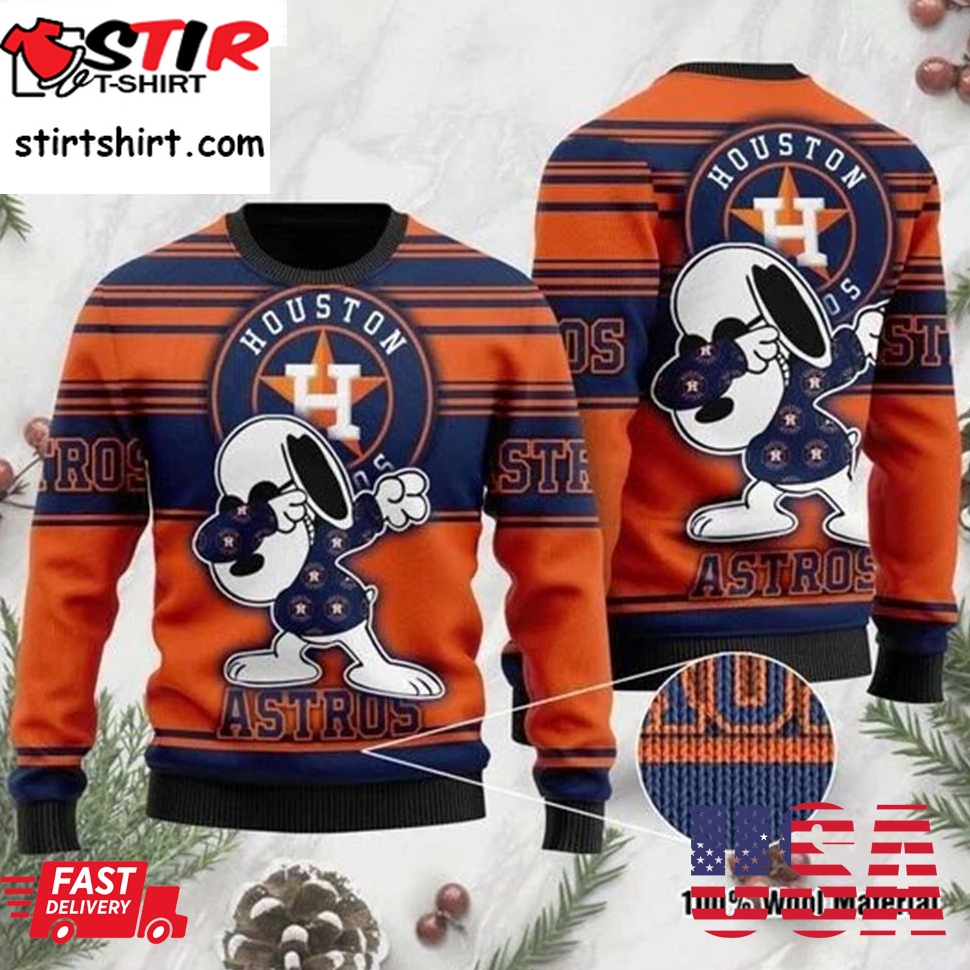 Mlb Houston Astros Snoopy 3D Wool Sweater