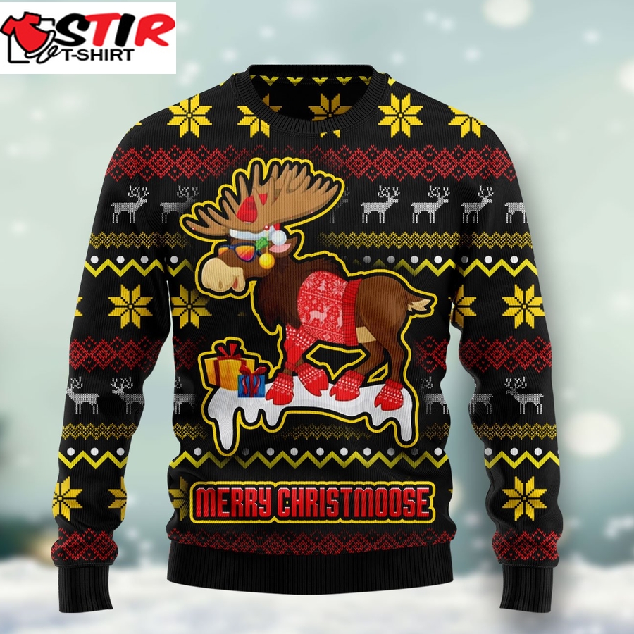 Moose Ht071206 Ugly Christmas Sweater Unisex Womens & Mens, Couples Matching, Friends, Funny Family Ugly Christmas Holiday Sweater Gifts (Plus Size Available)   803