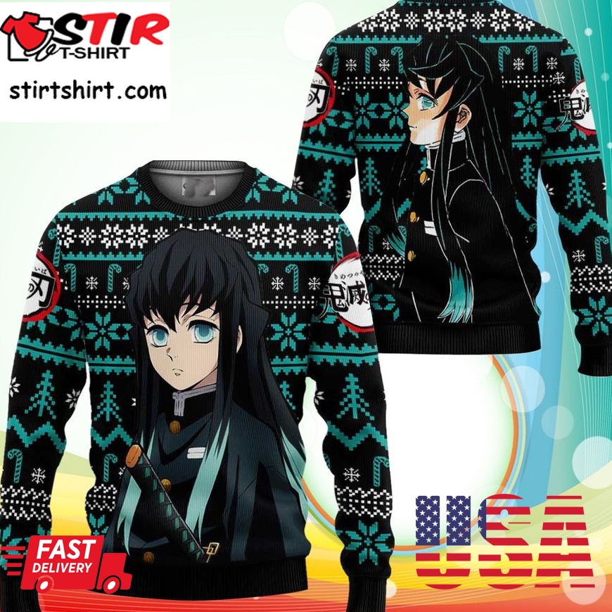 Muichiro Ugly Christmas Sweater Anime Demon Slayer Xmas Gifts