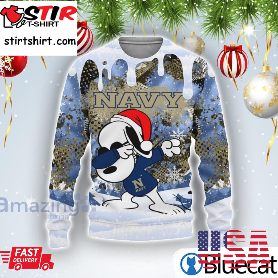 Navy Midshipmen Snoopy Dabbing The Peanuts Sports Football American Ugly Christmas Sweater