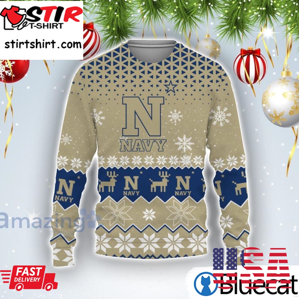 Navy Midshipmen Sports Football American Ugly Christmas Sweater
