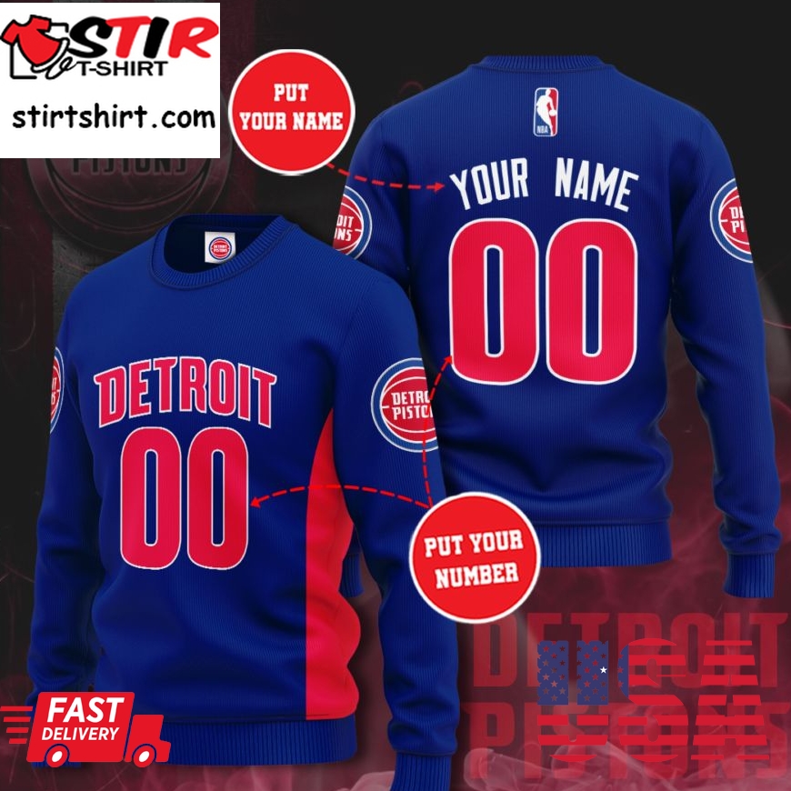 Nba Detroit Pistons Personalized All Over Print Sweater