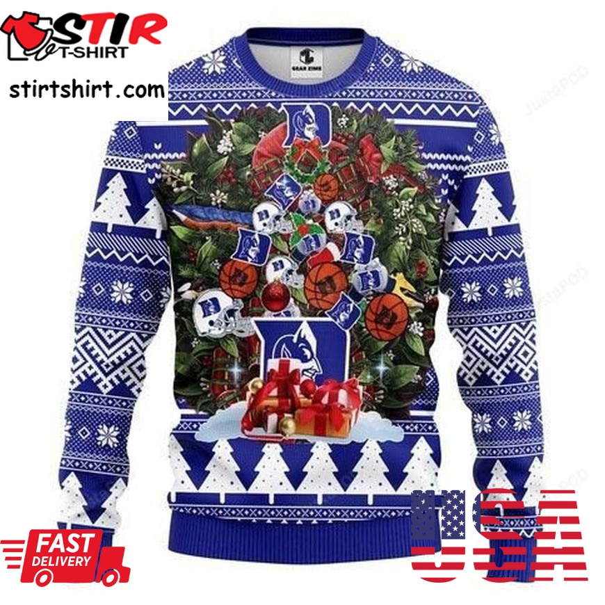 Ncaa Duke Blue Devils Tree Christmas Ugly Christmas Sweater All
