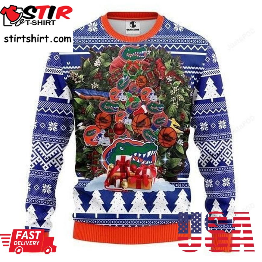 Ncaa Florida Gators Tree Christmas Ugly Christmas Sweater All Over